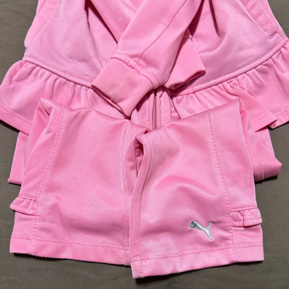 Puma Pink Girls' Ruffle Hem Track Jacket and Pants - Picture 2 of 6